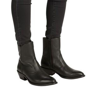 BOULET WESTERN BLACK LEATHER ZIPPER BOOTS MEN'S SIZE 8